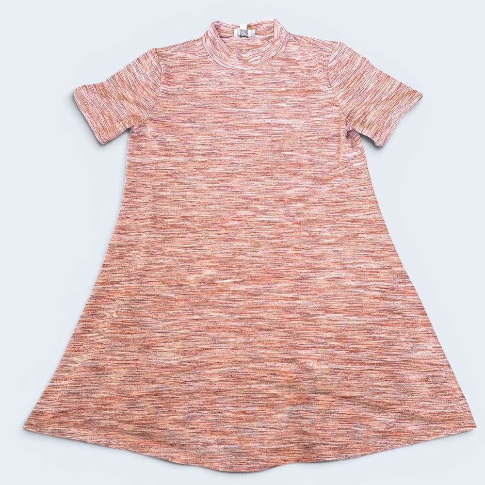 Loft Outlet Womens Peach Space Dye Mock Neck Short Sleeve Swing Dress Size M